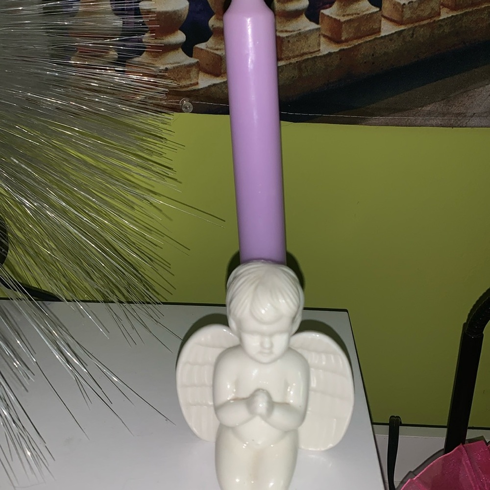 Vintage praying angel candle holder